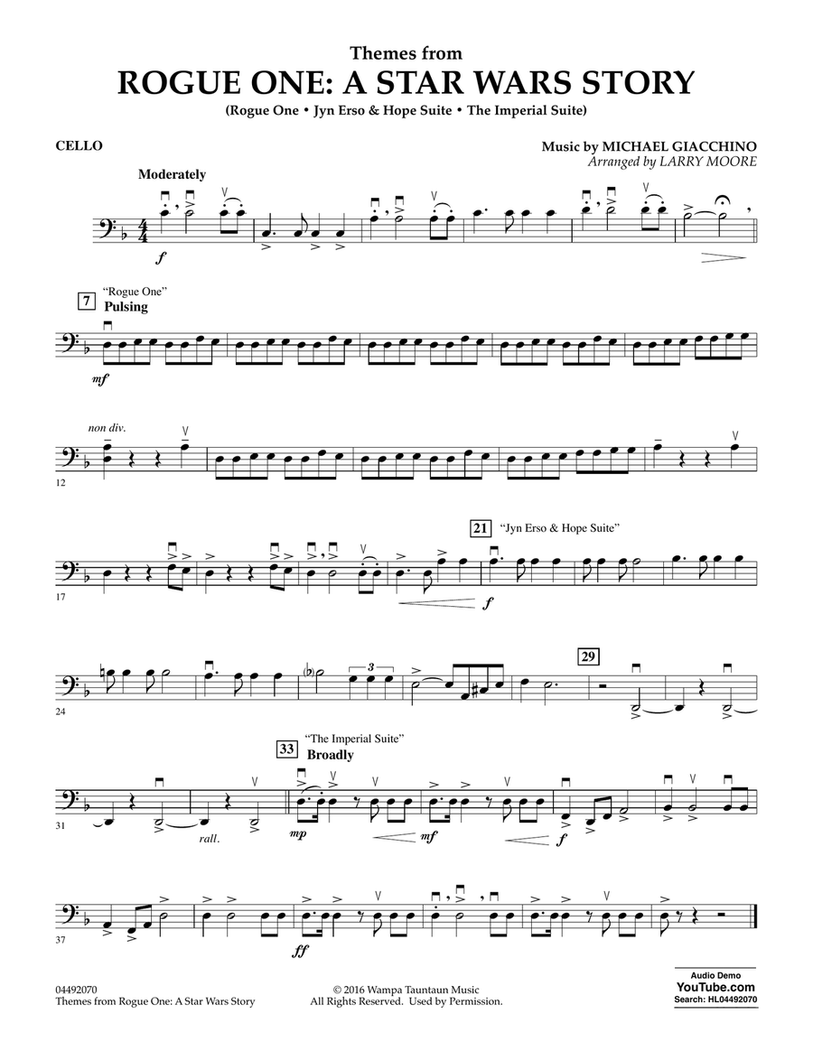Themes from Rogue One: A Star Wars Story - Cello Orchestra scores gallery preview page 1