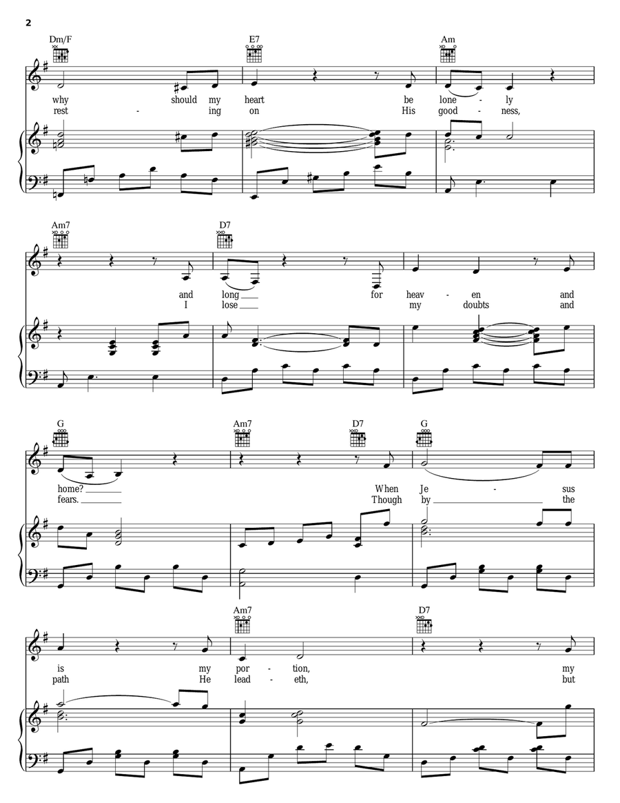 His Eye Is On The Sparrow Piano, Vocal, Guitar scores gallery preview page 2