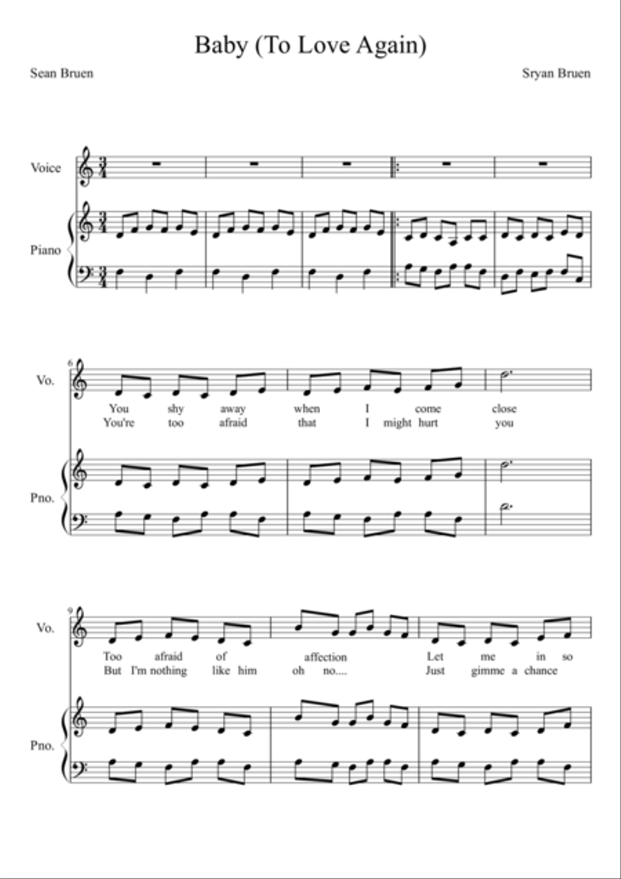 Baby (To Love Again) Baby (To Love Again) Piano Solo scores gallery preview page 1