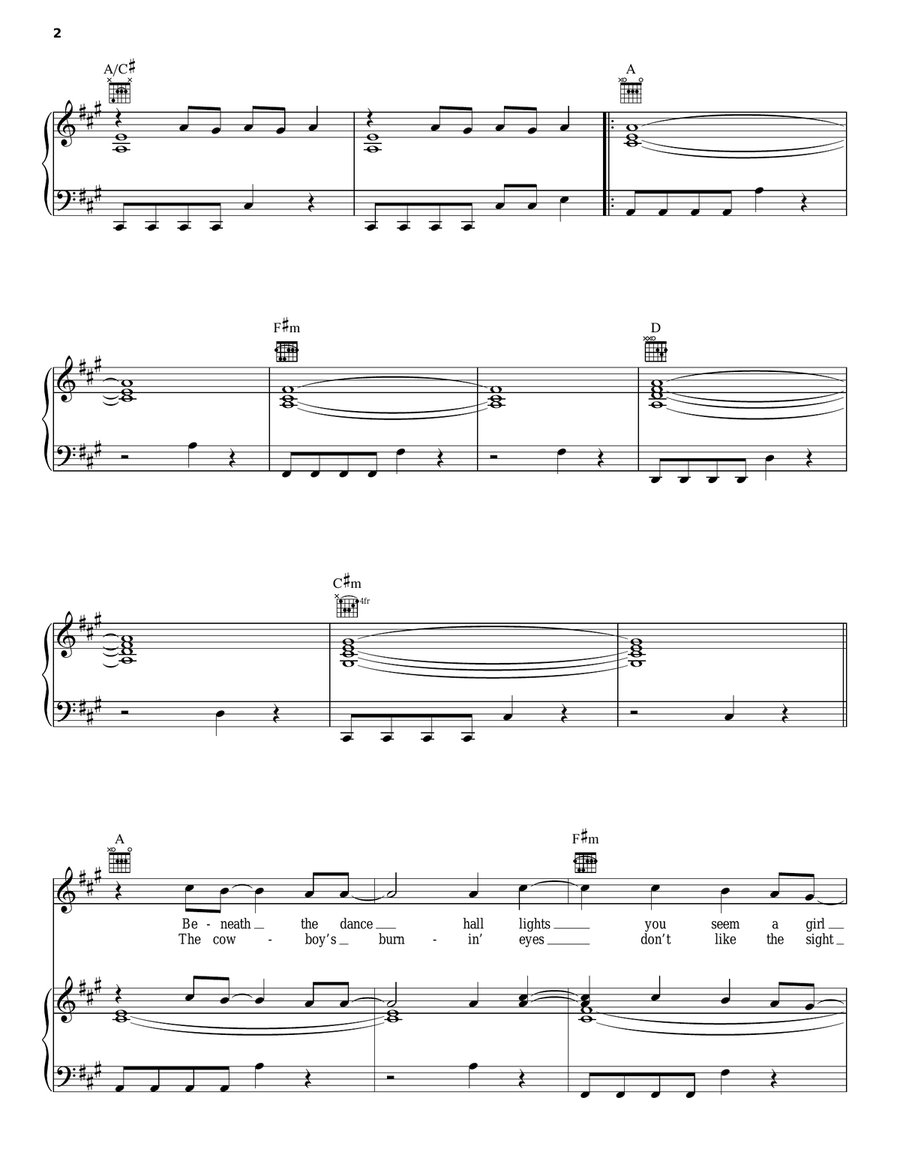 The Face Piano, Vocal, Guitar scores gallery preview page 2