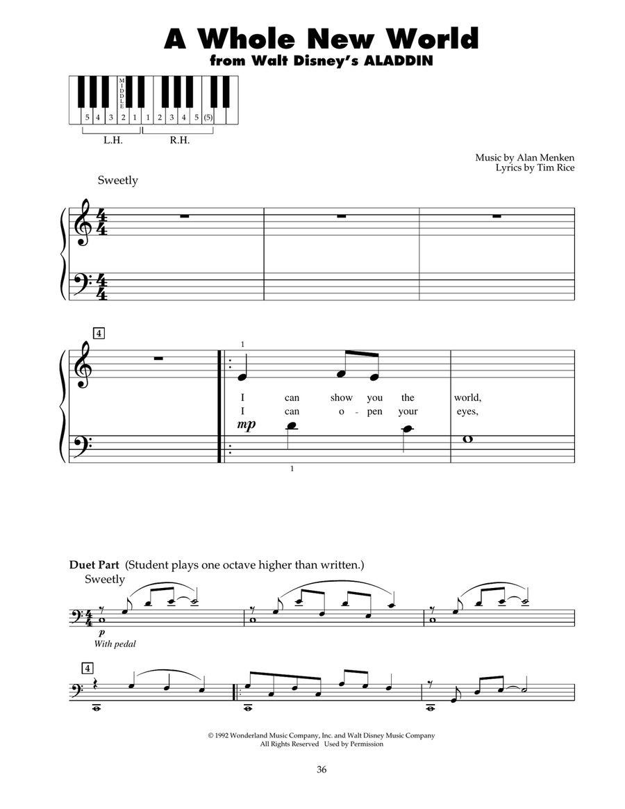 A Whole New World (from Aladdin) Piano scores gallery preview page 1