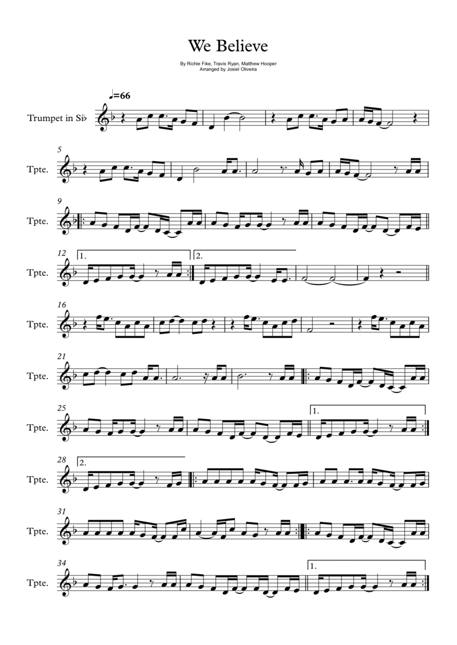 We Believe B-Flat Trumpet scores gallery preview page 1