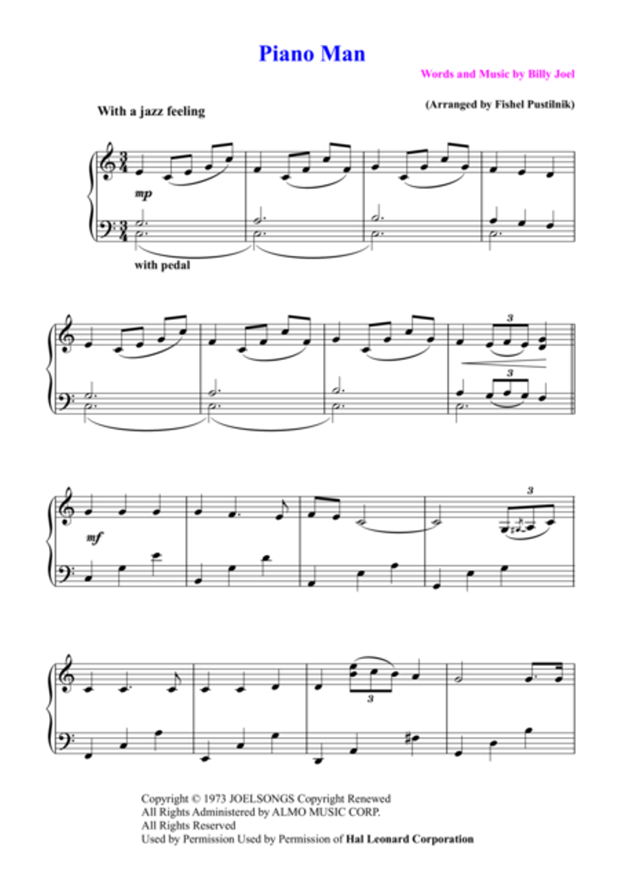 Piano Man Piano, Vocal, Guitar scores gallery preview page 2