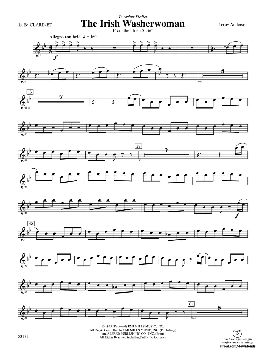 The Irish Washerwoman (from the Irish Suite): 1st B-flat Clarinet