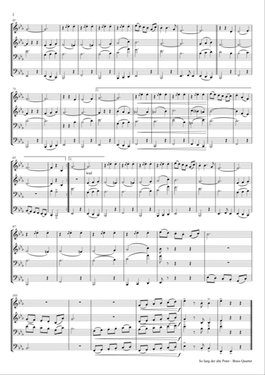 Solang der alte Peter – Oktoberfest – Munich City anthem - Brass Quartet Brass Quartet scores gallery preview page 2