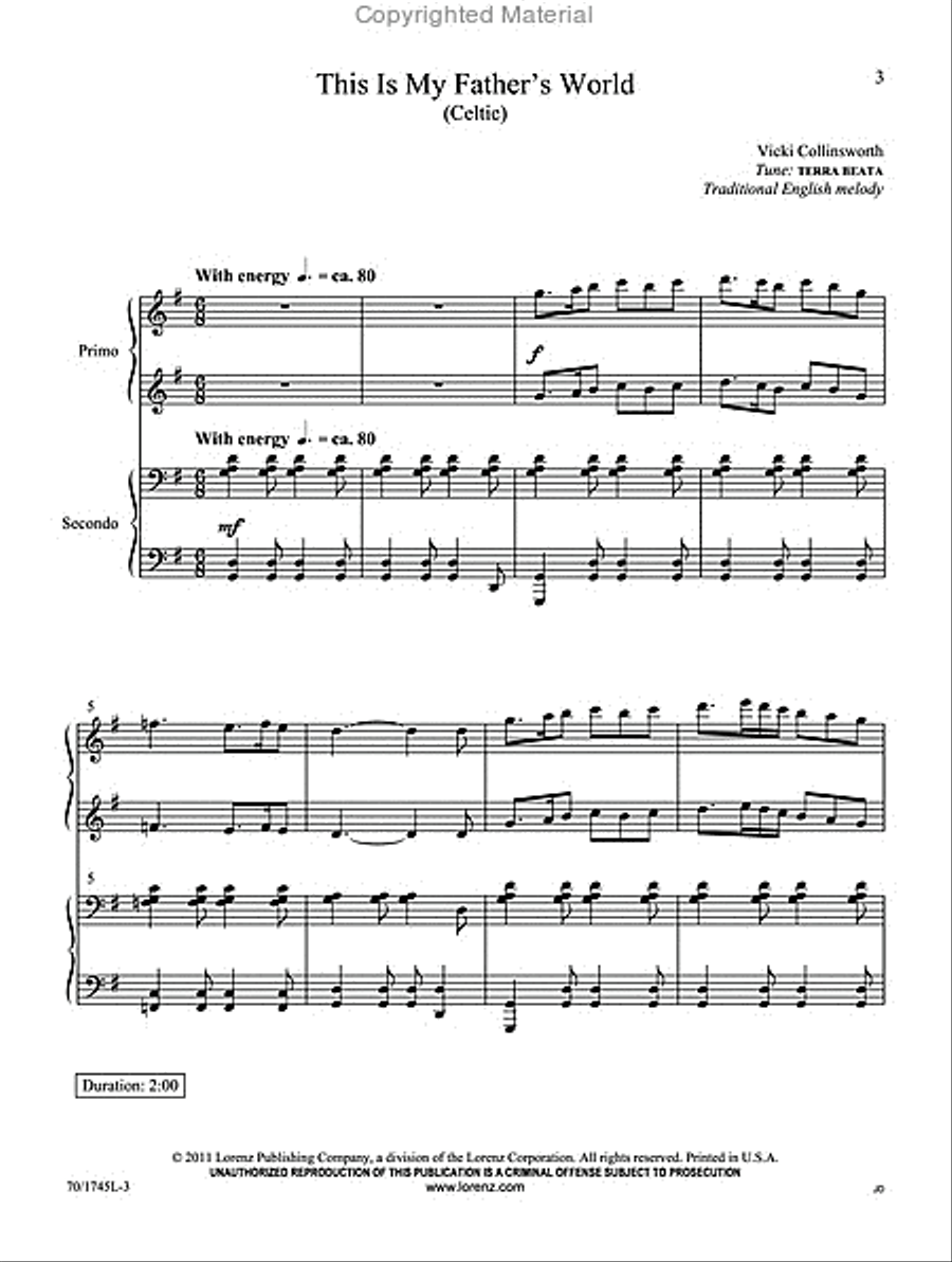 My Father's World Piano Duet scores gallery preview page 2