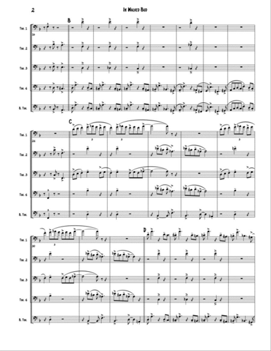 In Walked Bud Brass Quintet scores gallery preview page 2