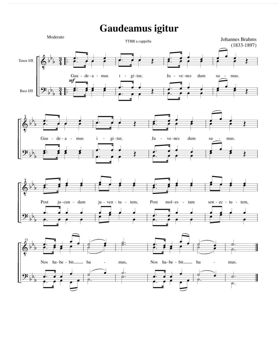Gaudeamus igitur Gaudeamus igitur TTBB scores gallery preview page 1