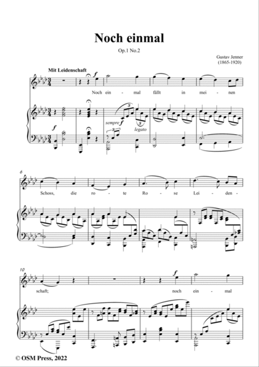Jenner-Noch einmal,in A flat Major,Op.1 No.2,from '4 Lieder,Op.1' Voice scores gallery preview page 2