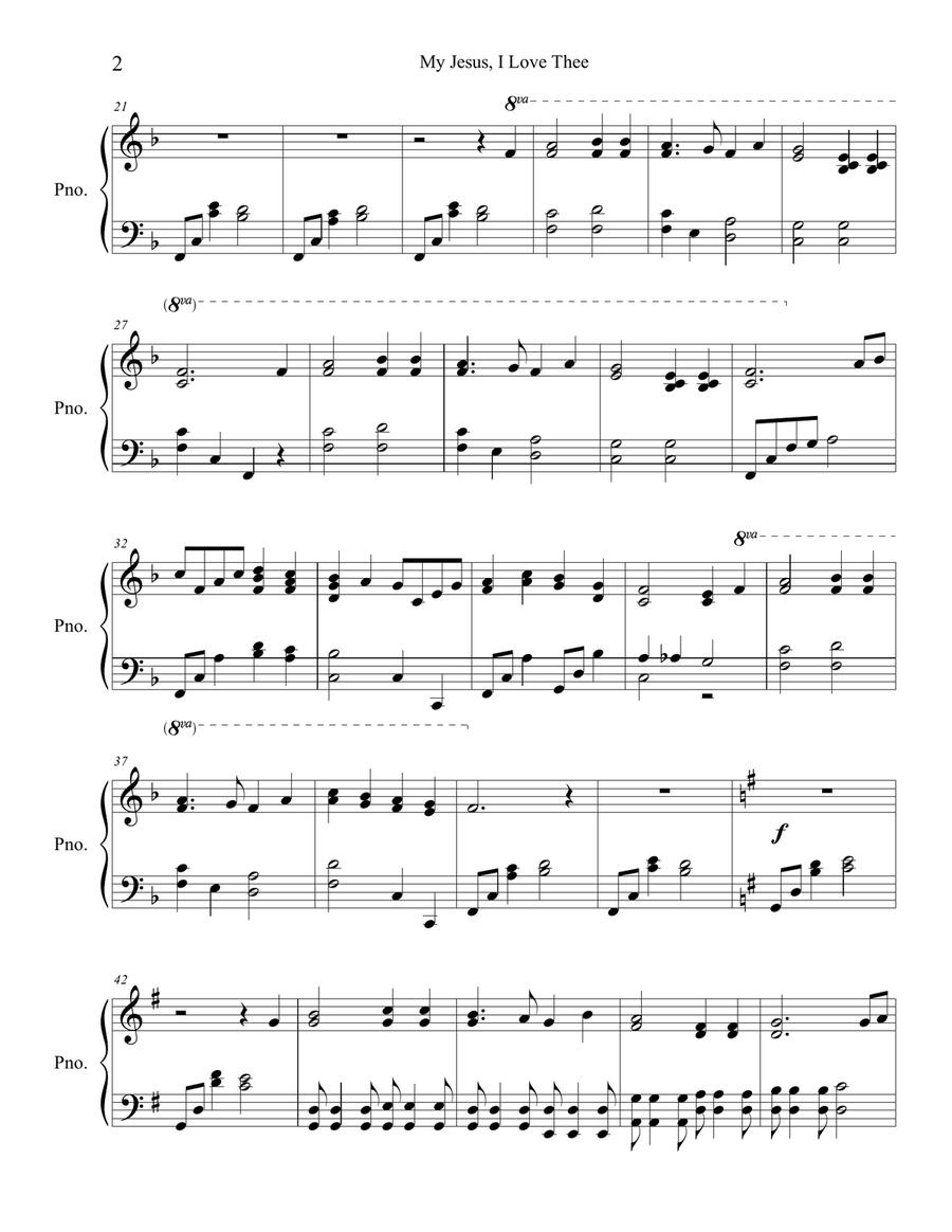 My Jesus, I Love Thee Piano Solo scores gallery preview page 2