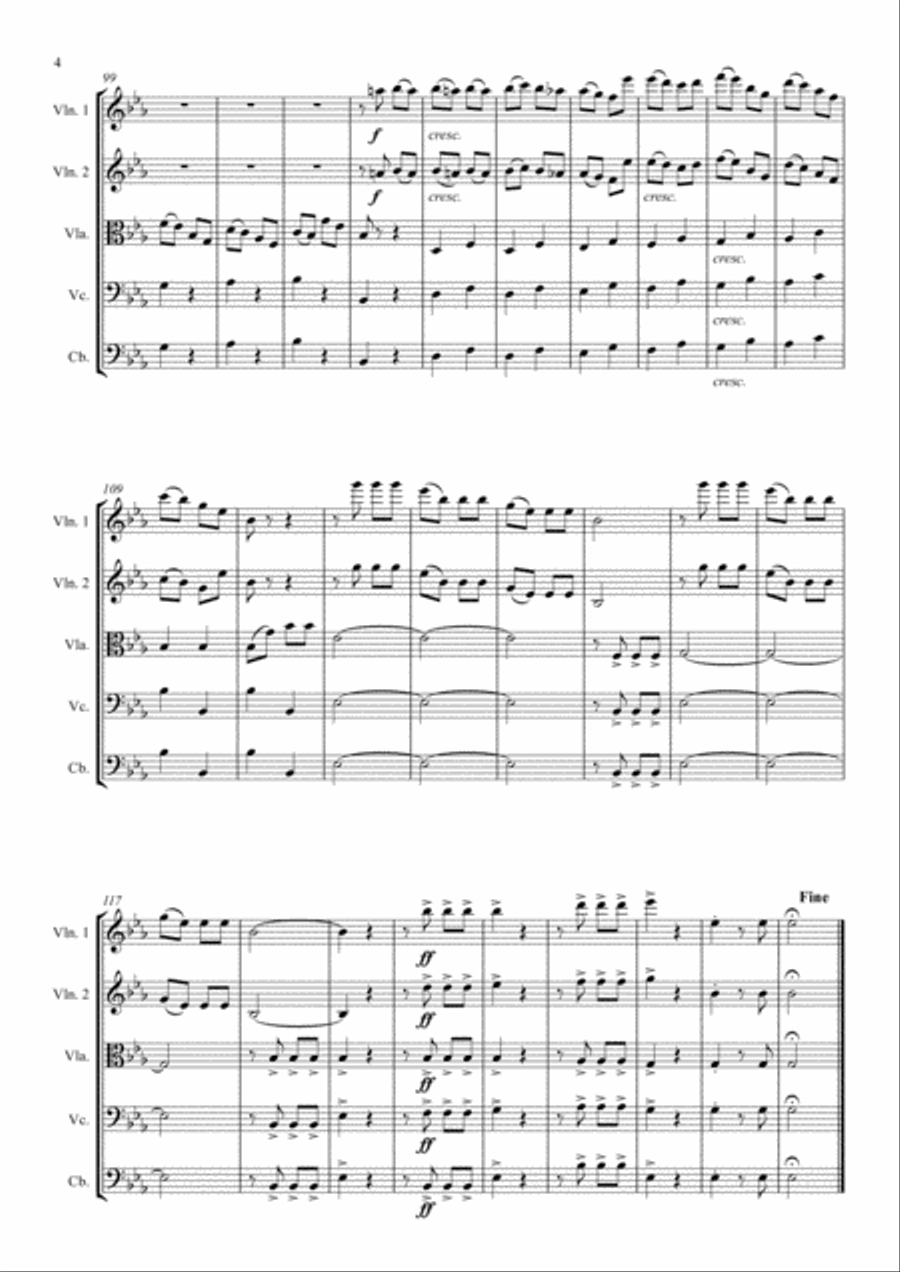 Beethovens 5th Symphony - 1st Movement - String Orchestra String Quartet scores gallery preview page 4
