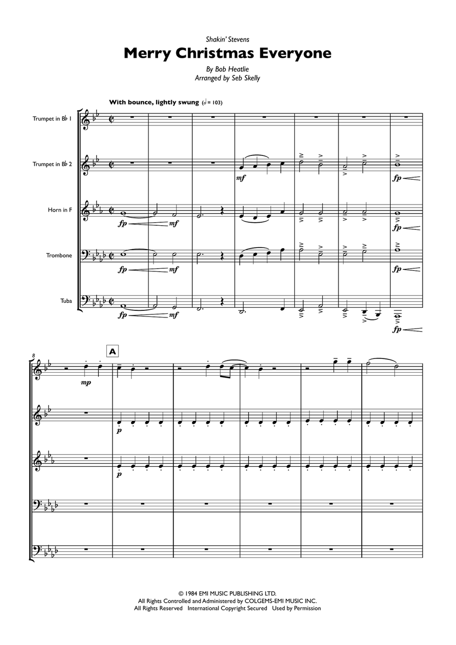 Merry Christmas Everyone Merry Christmas Everyone Brass Ensemble scores gallery preview page 1
