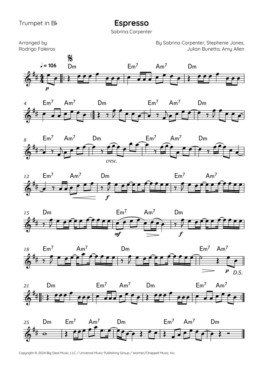 Espresso B-Flat Trumpet scores gallery preview page 1