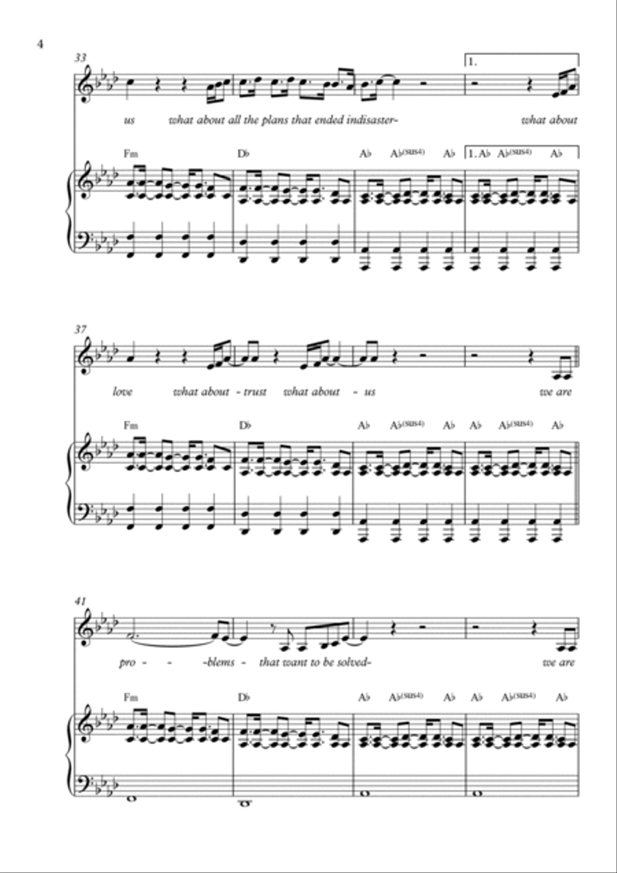 What About Us Piano Solo scores gallery preview page 4