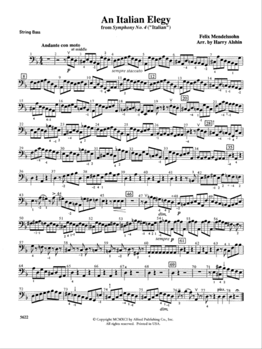 An Italian Elegy, from Symphony No. 4 "Italian": String Bass