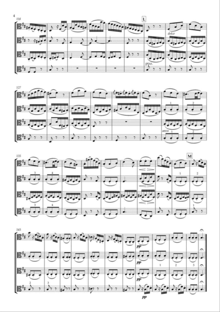 Adagio from String Symphony No.8 in D major, MWV N8 for Four Violas Viola Solo scores gallery preview page 4