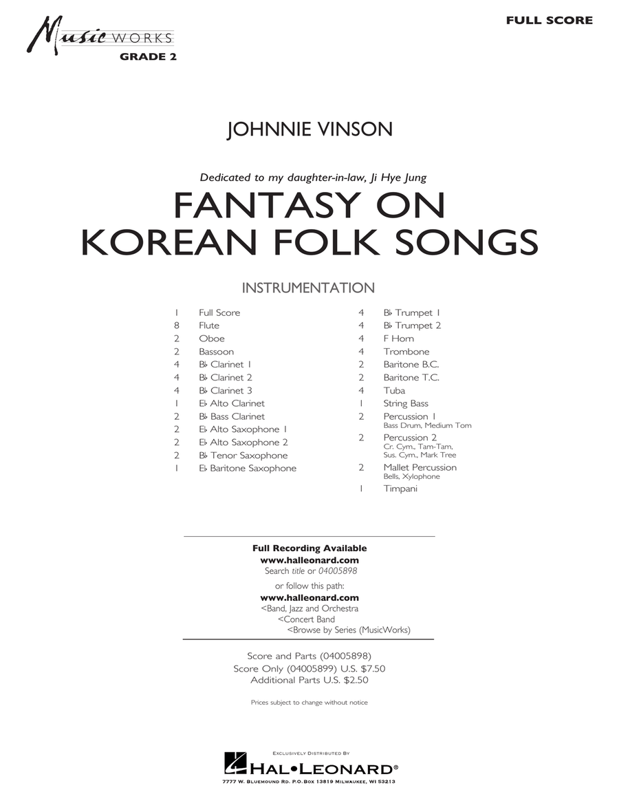 Fantasy on Korean Folk Songs - Conductor Score (Full Score) Concert Band scores gallery preview page 1