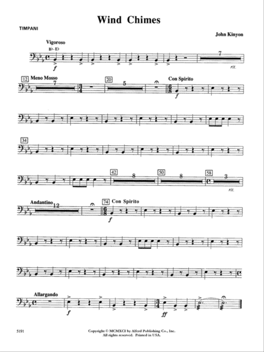 Wind Chimes: Timpani Wind Chimes: Timpani Concert Band scores gallery preview page 1