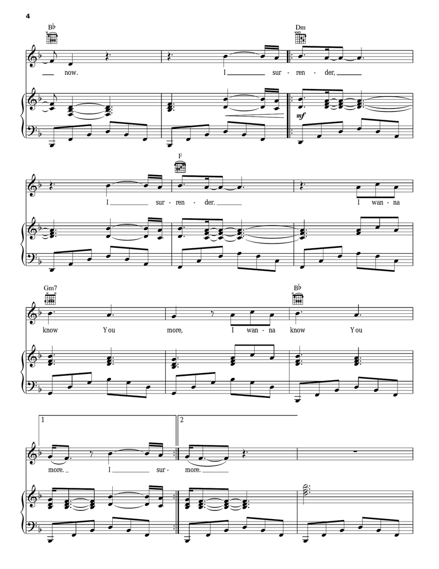 I Surrender Piano, Vocal, Guitar scores gallery preview page 4