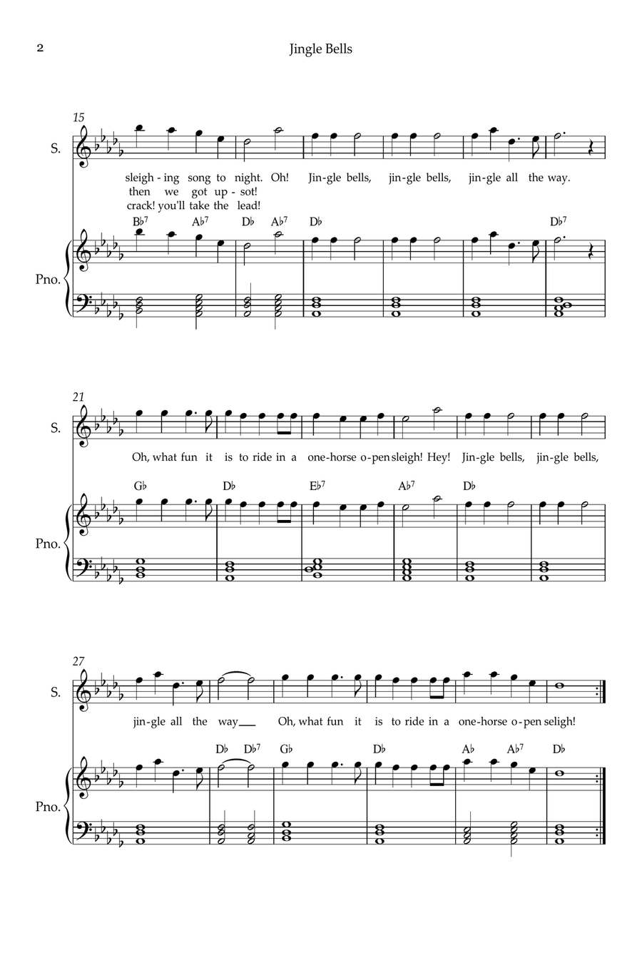 Jingle Bells Soprano Voice scores gallery preview page 2