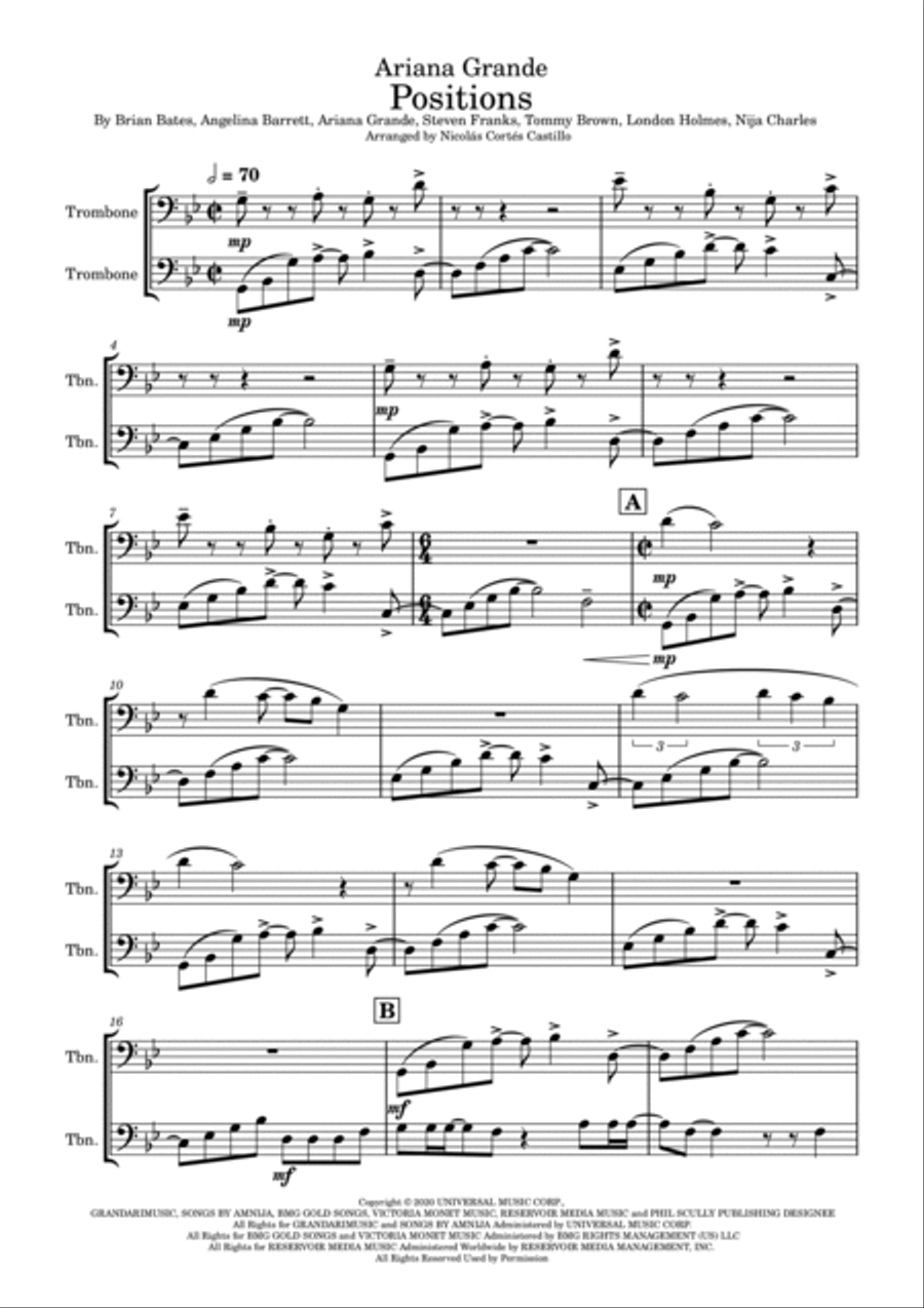 Positions Positions Trombone Duet scores gallery preview page 2