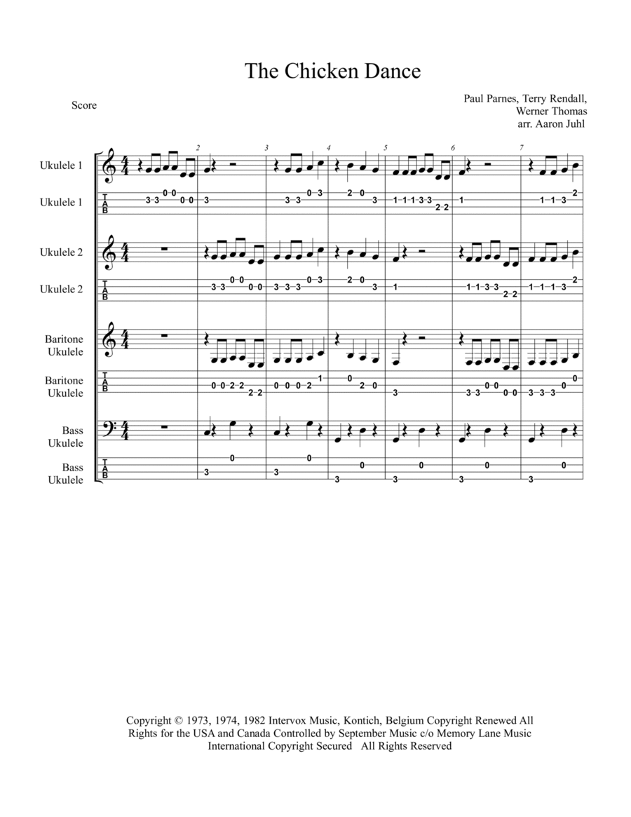 The Chicken Dance The Chicken Dance Ukulele scores gallery preview page 1