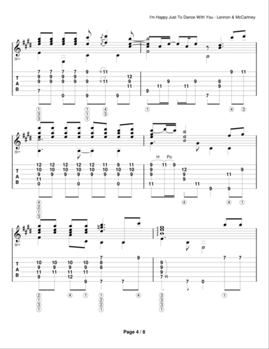 I'm Happy Just To Dance With You Electric Guitar scores gallery preview page 4
