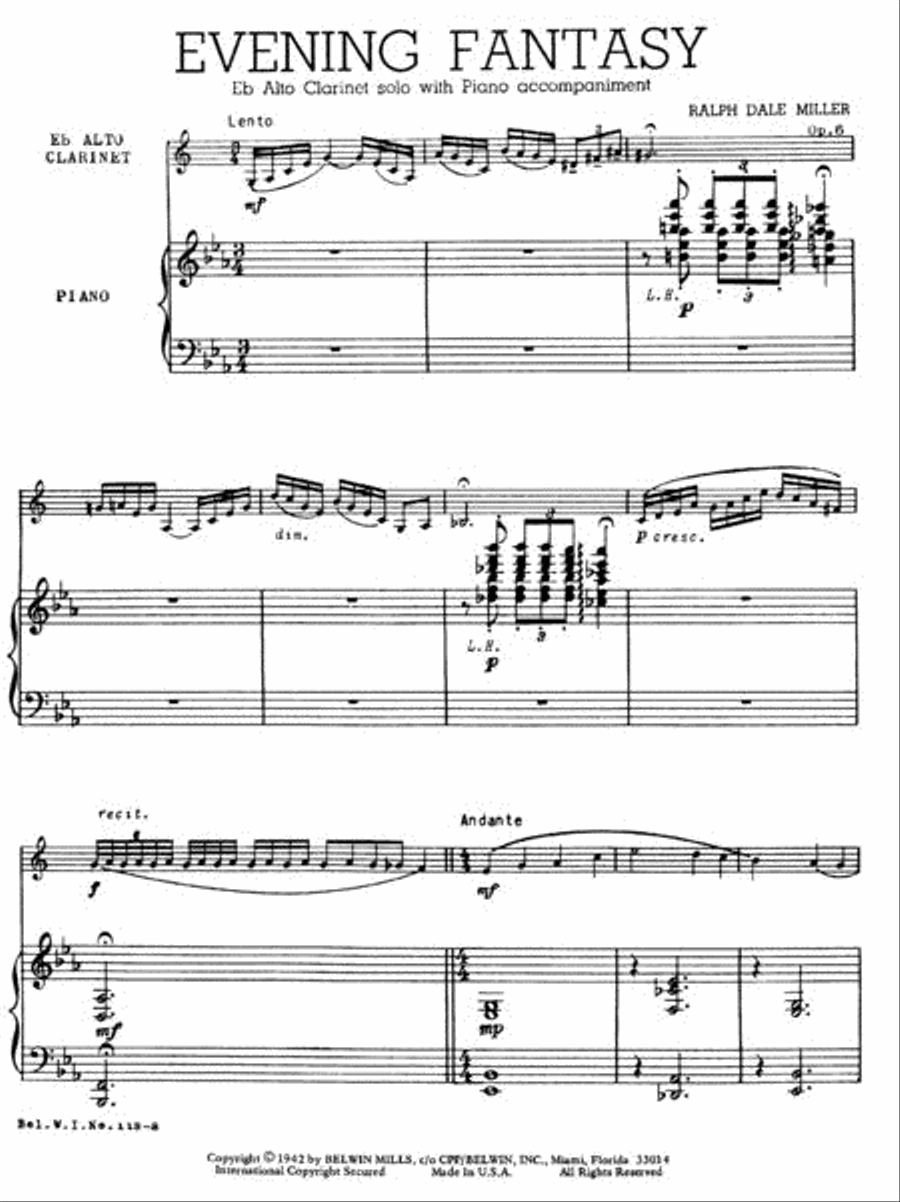 Evening Fantasy - Eb Alto Clarinet & Piano Small Ensemble scores gallery preview page 2