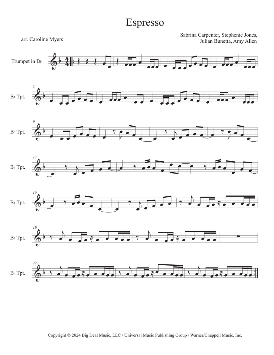 Espresso B-Flat Trumpet scores gallery preview page 1