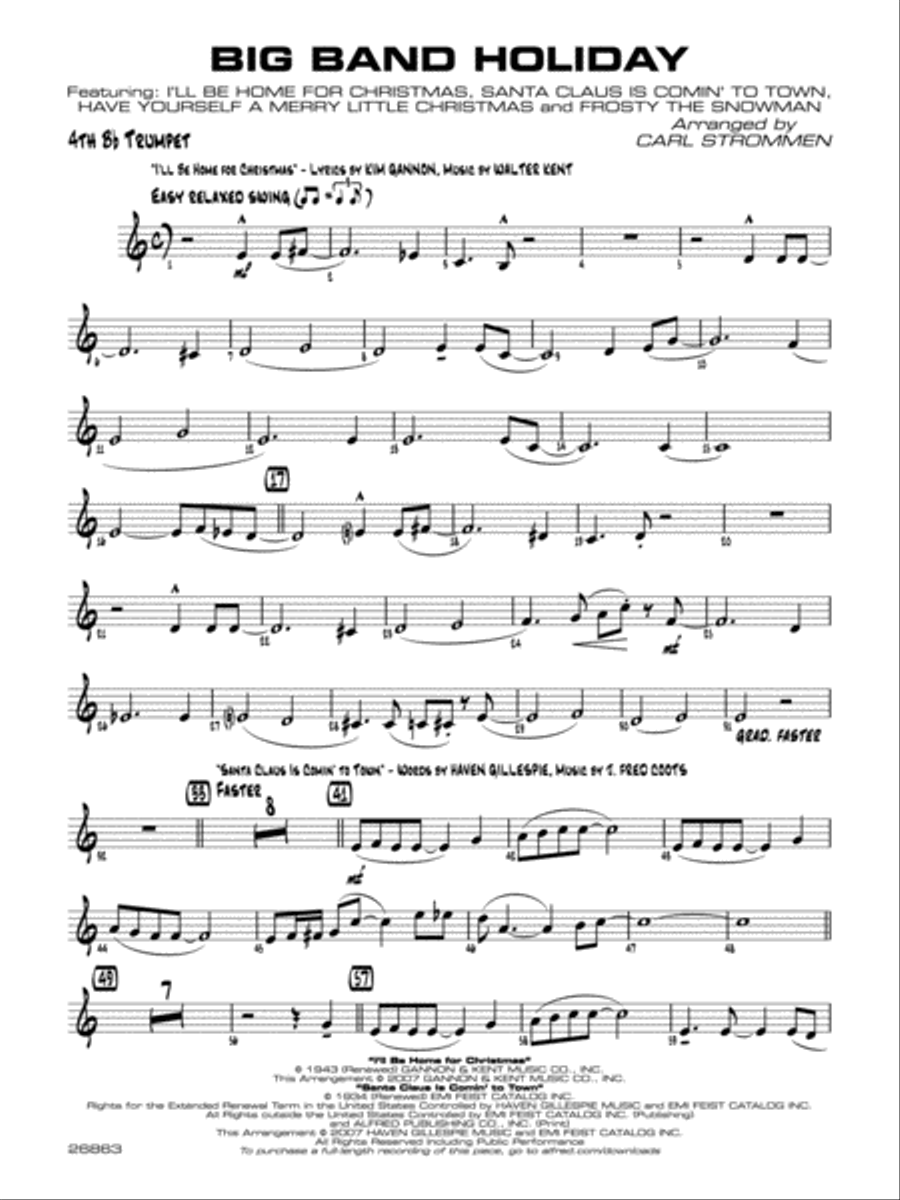 Big Band Holiday: 4th B-flat Trumpet Jazz Ensemble scores gallery preview page 1