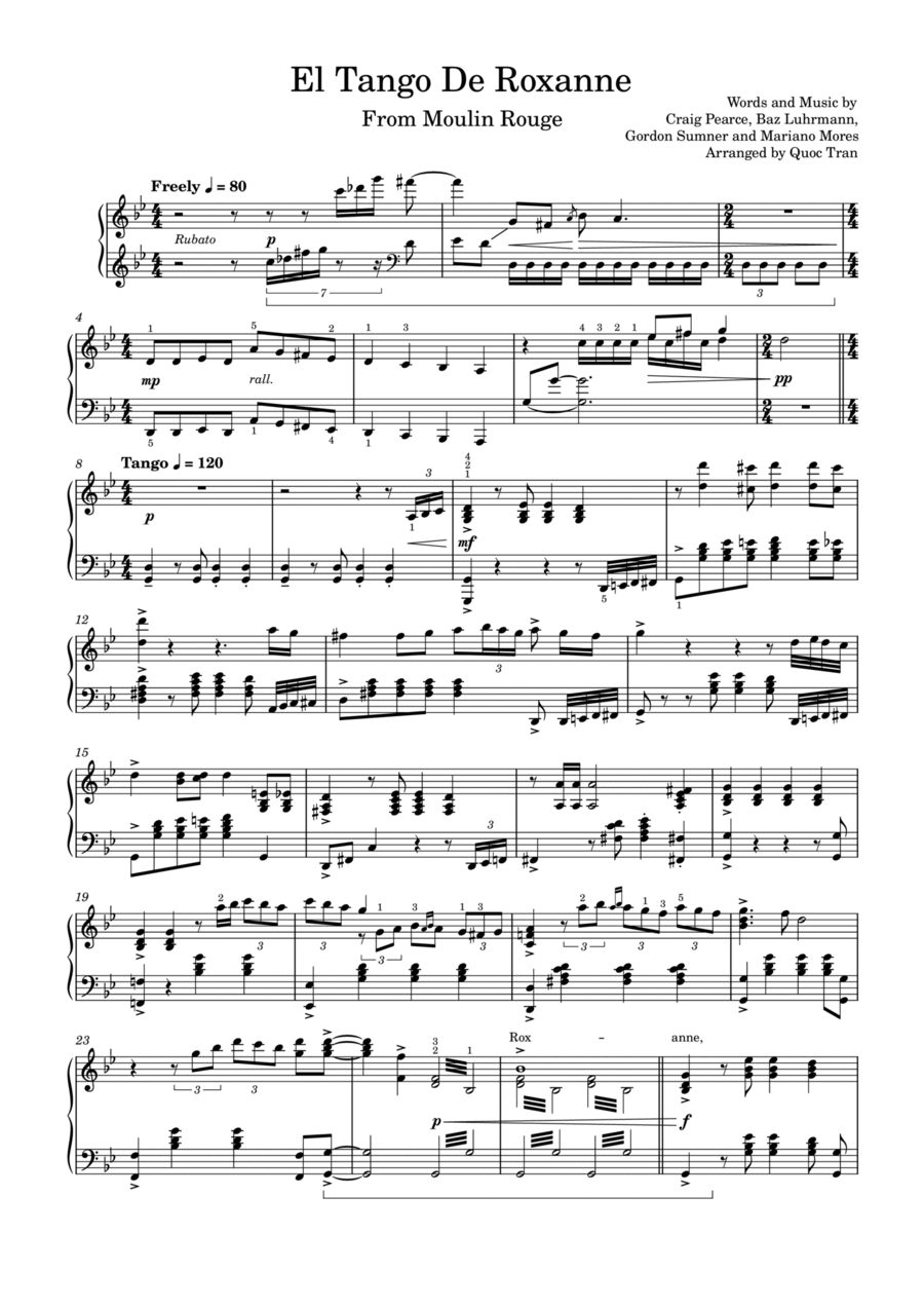 El Tango De Roxanne Piano Solo scores gallery preview page 1