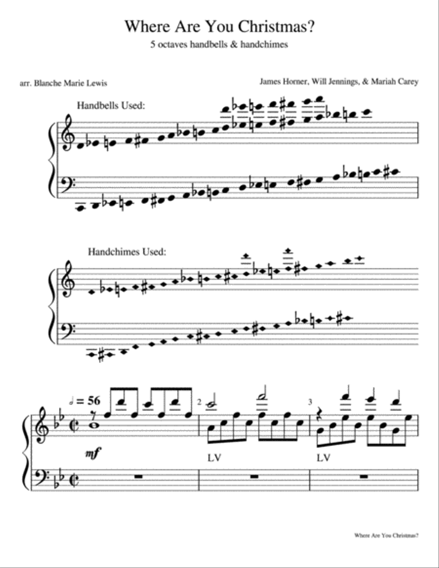 Where Are You Christmas? Handbell Choir scores gallery preview page 1