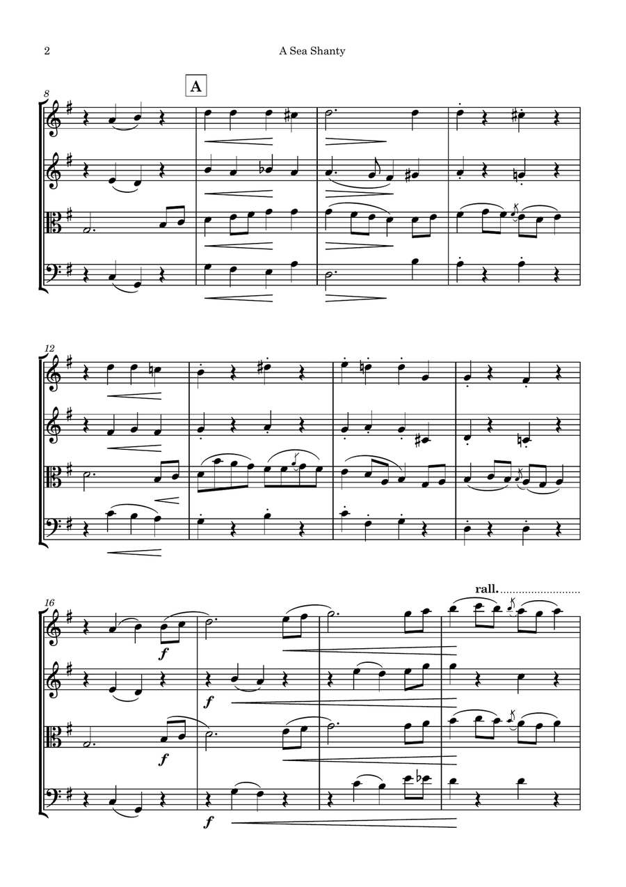 A Sea Shanty A Sea Shanty String Quartet scores gallery preview page 3