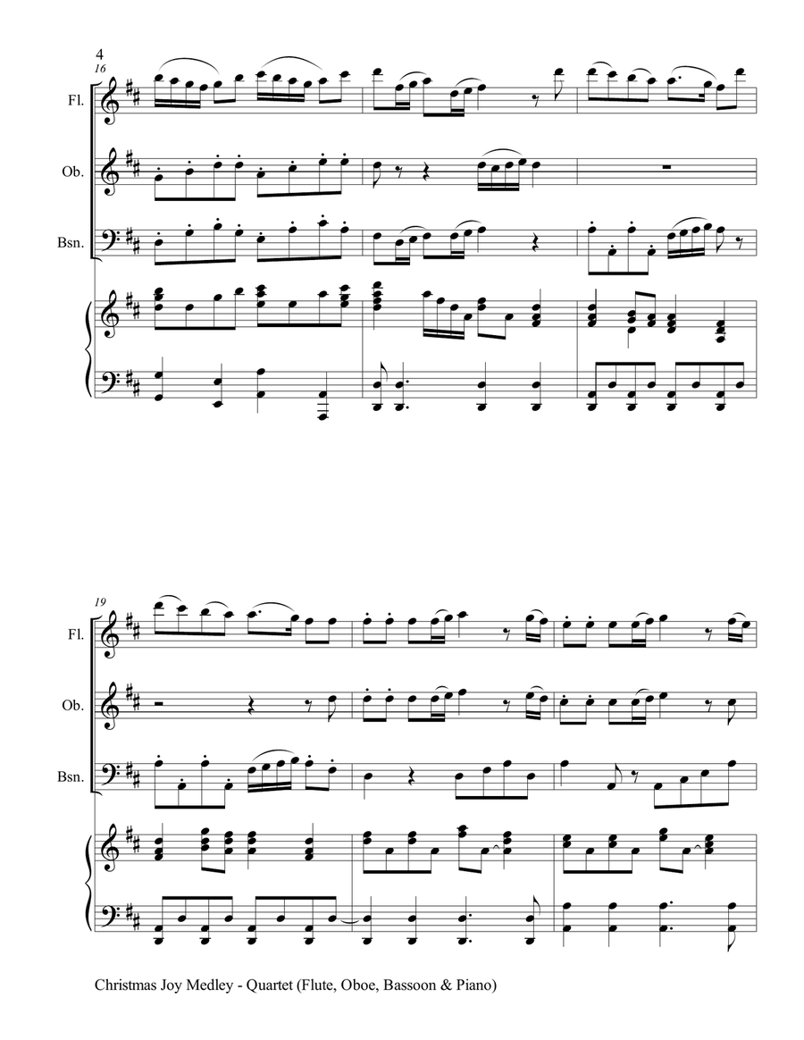 CHRISTMAS JOY MEDLEY (Piano Quartet - Flute, Oboe, Bassoon and Piano with Score & Parts) Small Ensemble scores gallery preview page 5