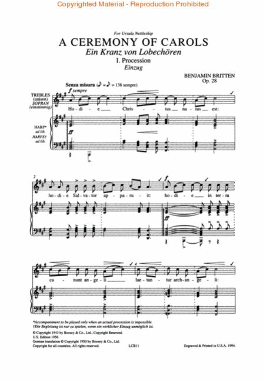 A Ceremony of Carols op. 28 SSA scores gallery preview page 2