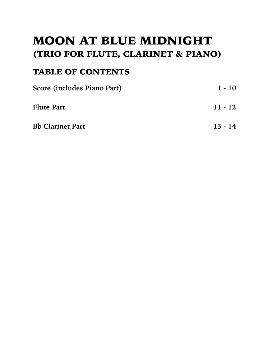 Moon at Blue Midnight (Trio for Flute, Clarinet and Piano) Small Ensemble scores gallery preview page 4