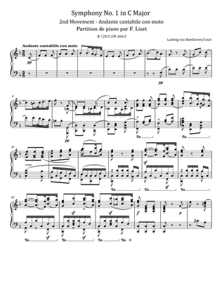 Beethoven/Liszt - Symphony No.1 Op.21 - in C major 2nd Movement - S.464/1 - For Piano Solo Original