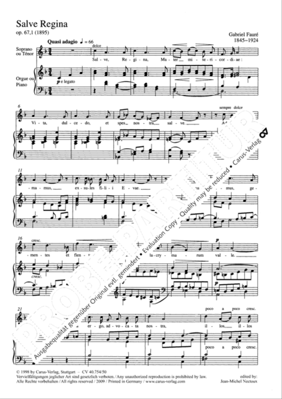 Faure: Ave Maria; Salve Regina Score scores gallery preview page 2