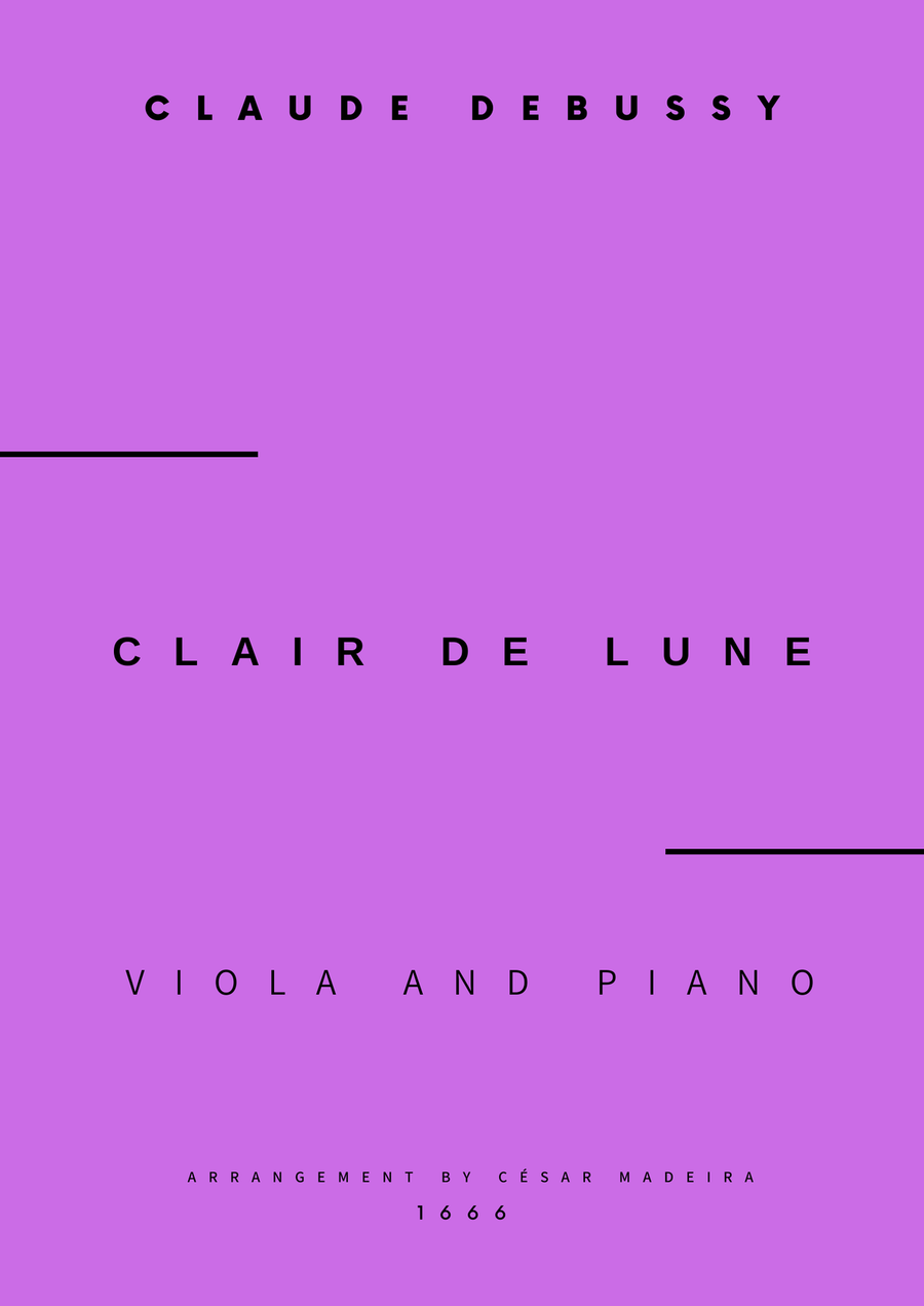Clair de Lune by Debussy - Viola and Piano (Full Score and Parts) Piano scores gallery preview page 1