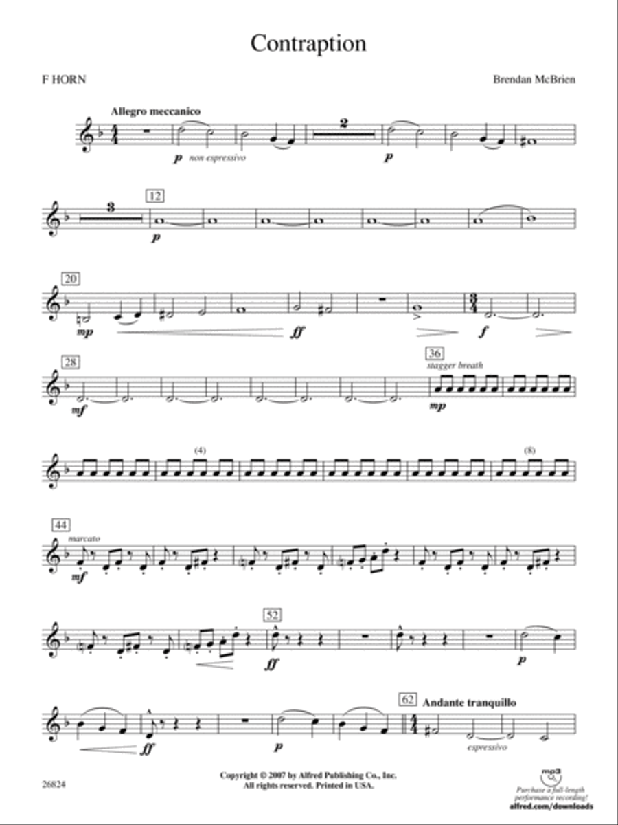Contraption: 1st F Horn Contraption: 1st F Horn Concert Band scores gallery preview page 1