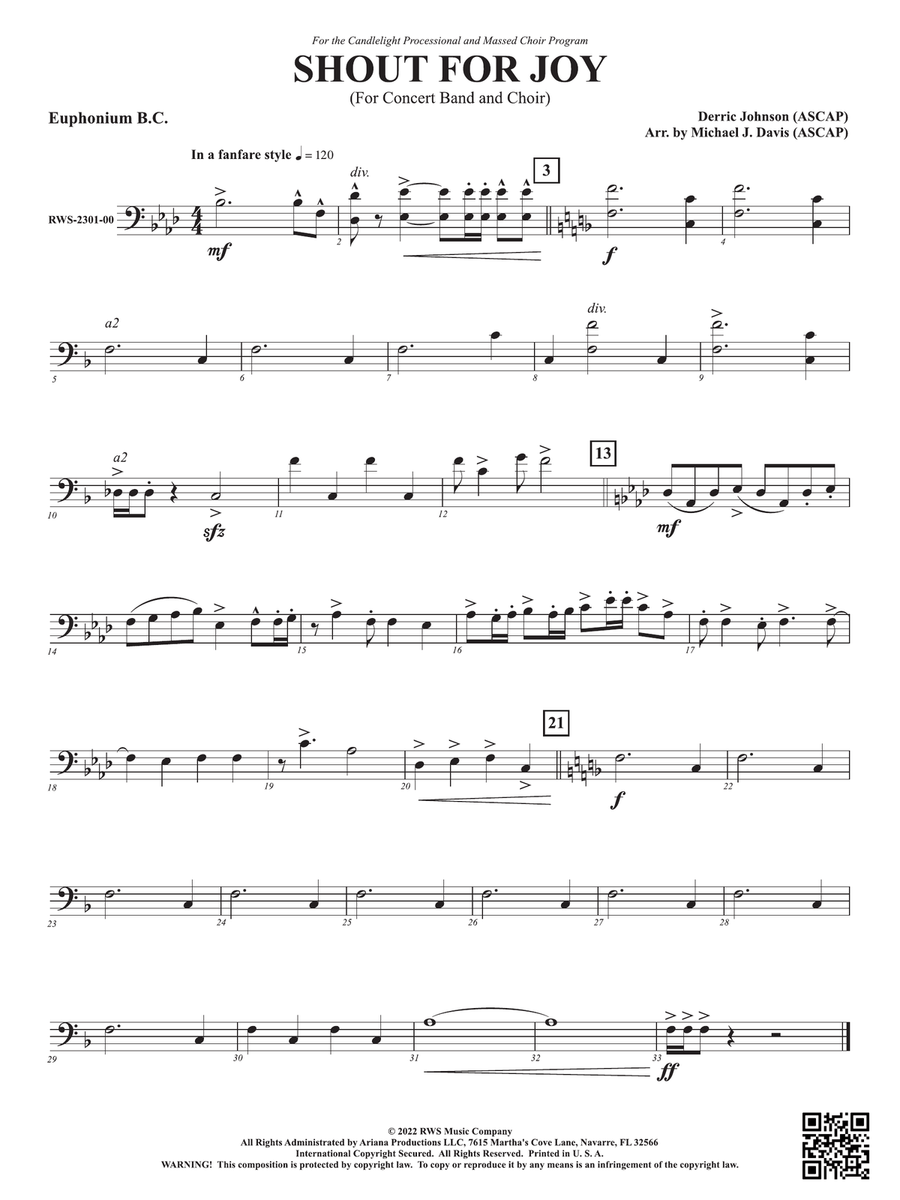 Shout for Joy - For Concert Band and Choir: Baritone B.C.