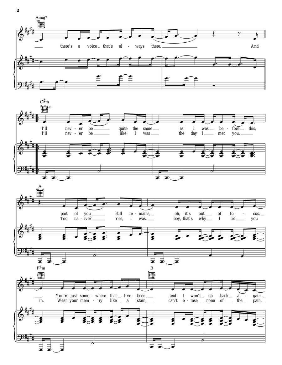 Ghost Of You Piano, Vocal, Guitar scores gallery preview page 2