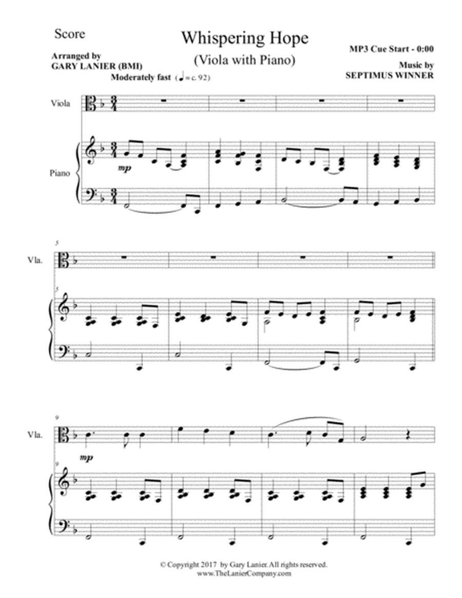 3 HYMNS OF HOPE (for Viola and Piano with Score/Parts) image number null
