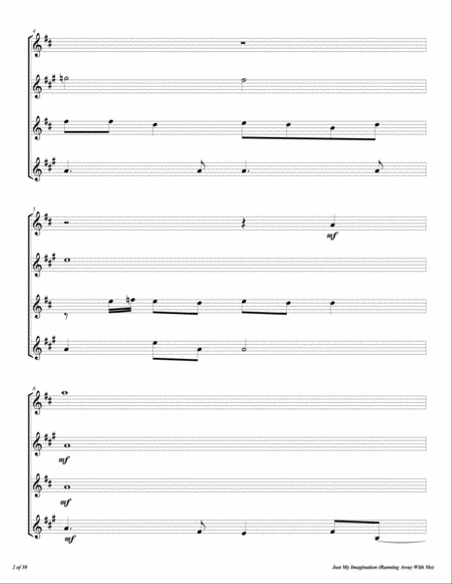 Just My Imagination (running Away With Me) Woodwind Quartet scores gallery preview page 3