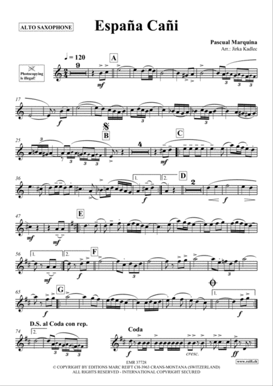 Espana Cani Espana Cani Alto Saxophone scores gallery preview page 2