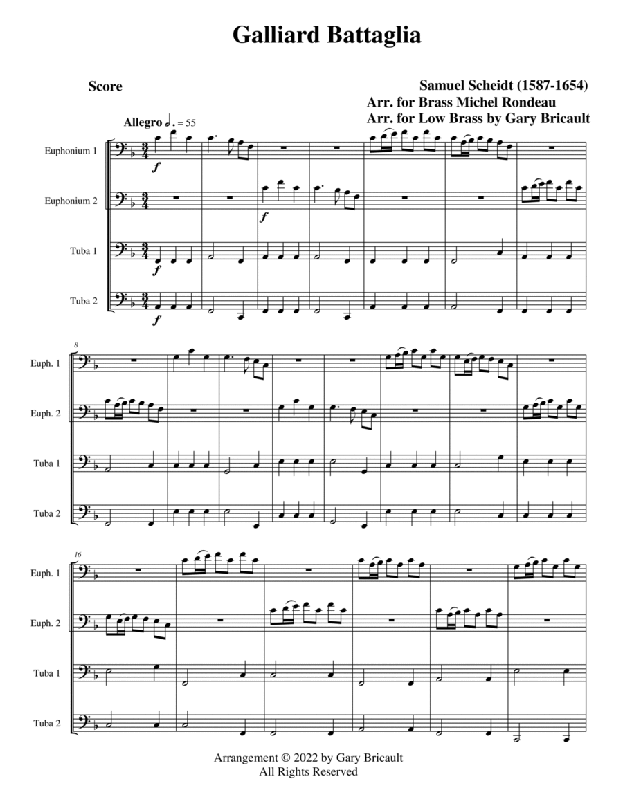 Galliard Battaglia Brass Ensemble scores gallery preview page 1