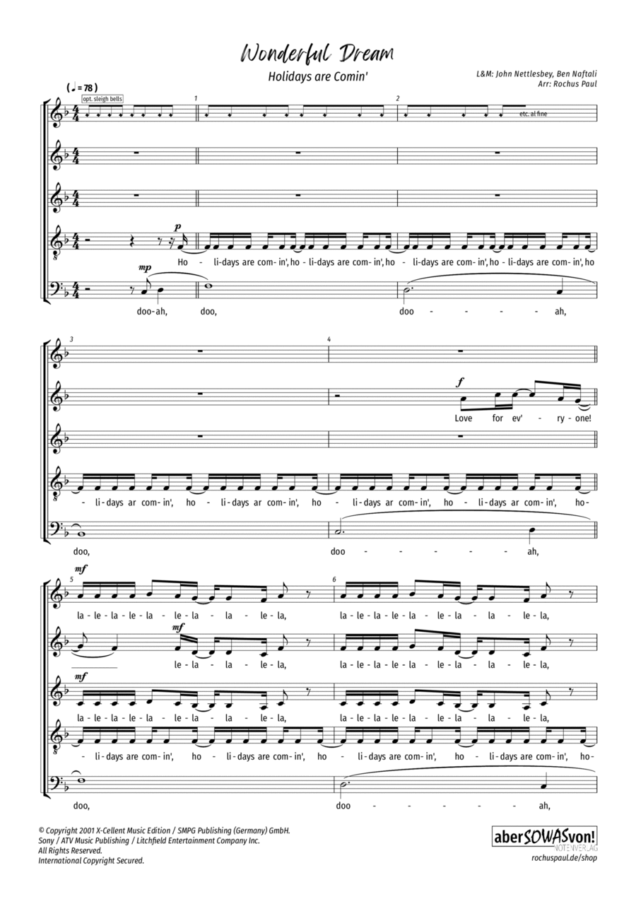 Wonderful Dream (holidays Are Coming) Divisi scores gallery preview page 1