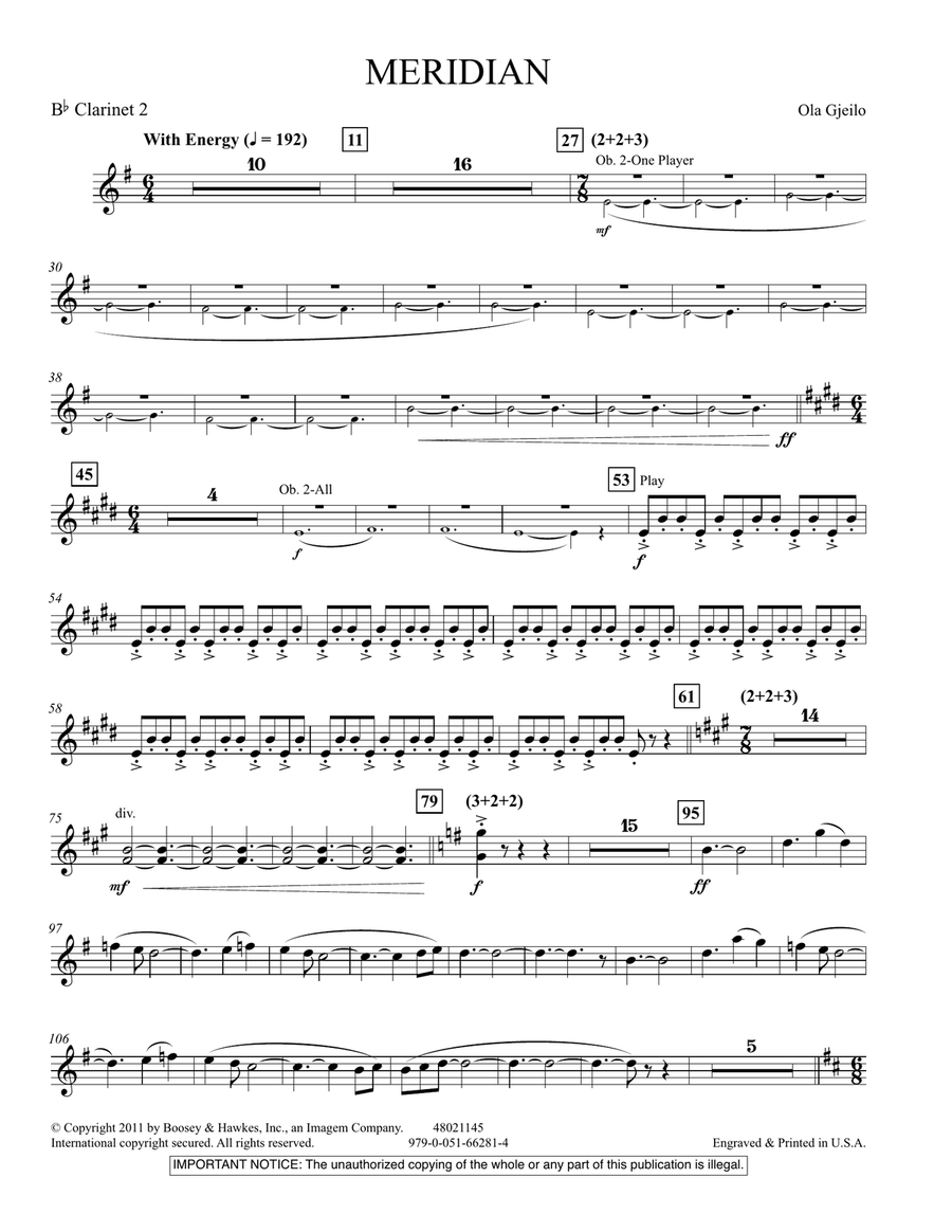 Meridian - Bb Clarinet 2 Meridian - Bb Clarinet 2 Concert Band scores gallery preview page 1
