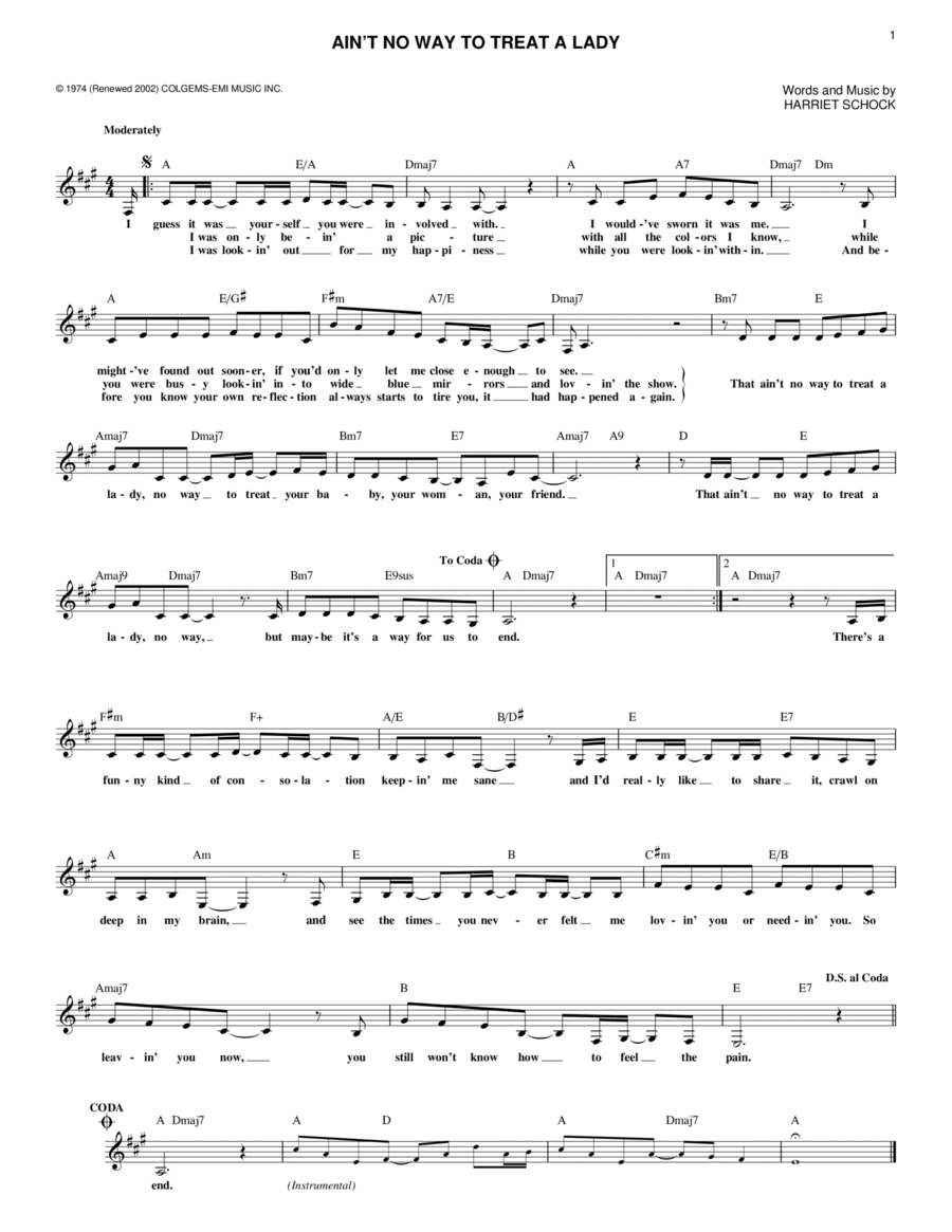 Ain't No Way To Treat A Lady Piano scores gallery preview page 1