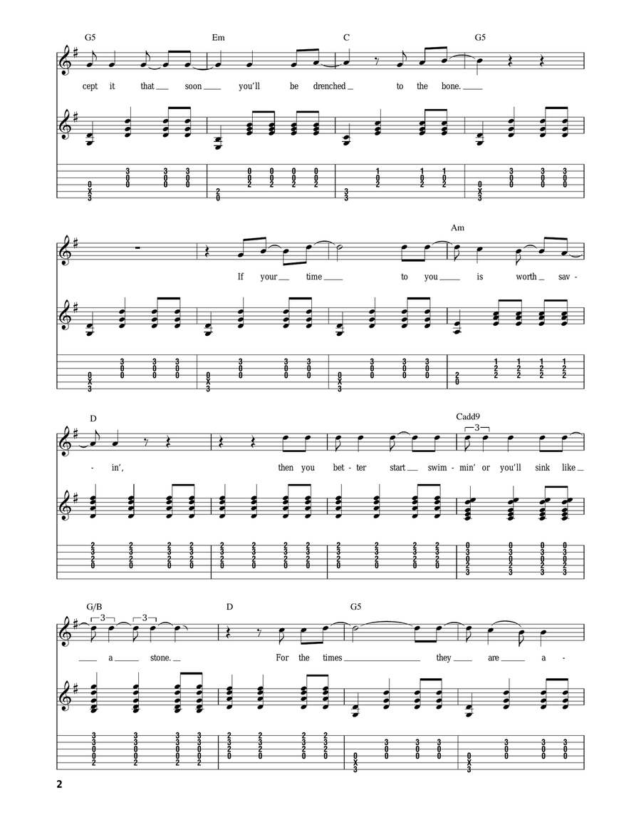 The Times They Are A-Changin' Acoustic Guitar scores gallery preview page 2